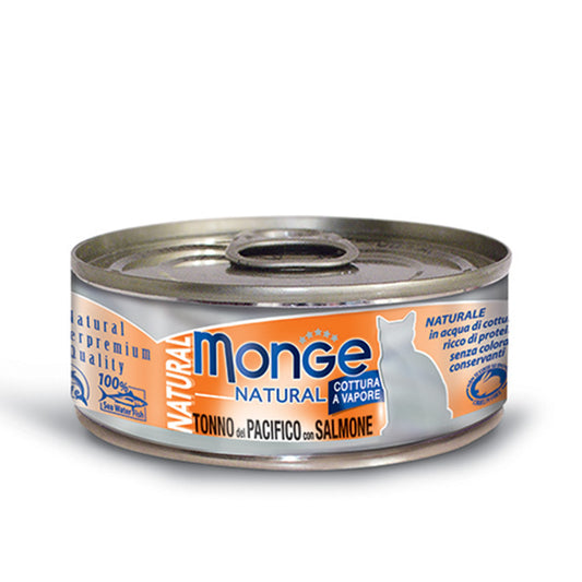 MONGE NATURAL YELLOWFIN TUNA WITH SALMON 80g WET CAT FOOD