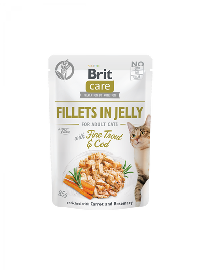 BRIT CARE CAT POUCH TROUT & COD IN JELLY 85G