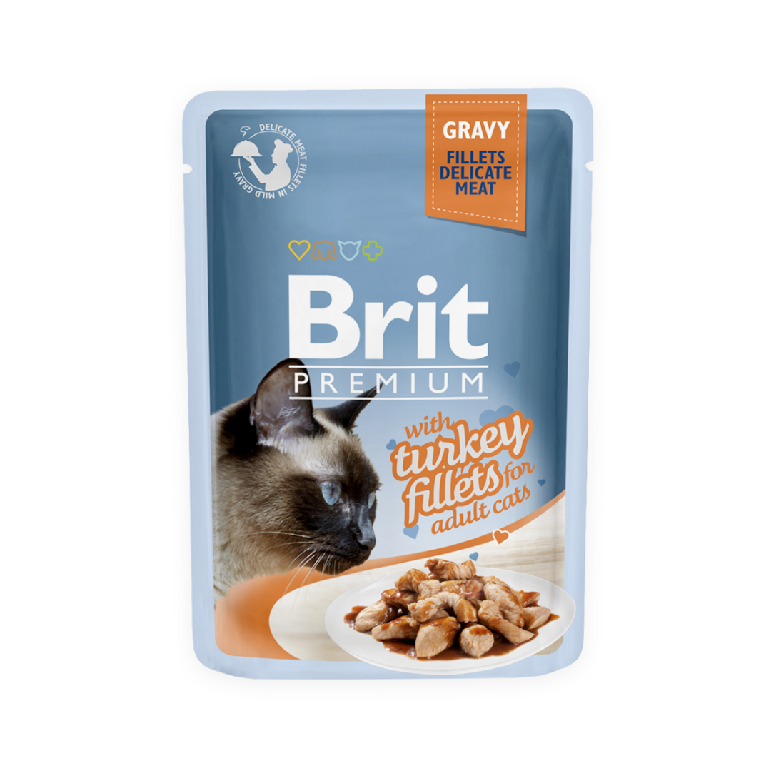 BRIT PREMIUM CAT POUCH WITH TURKEY FILLETS IN GRAVY 85g
